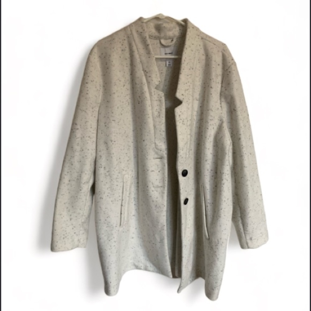 Old Navy Shacket speckled white plus size thick coat jacket Womens size XXL